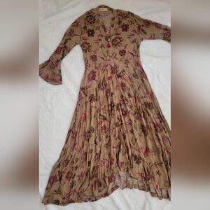 Womens Brown Floral Maxi Dress L